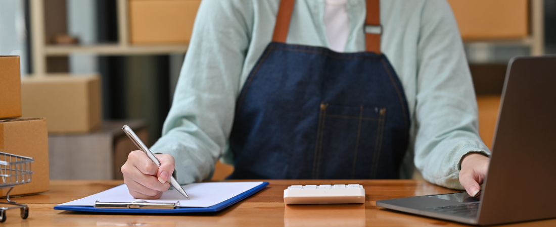 Small business owner using AI